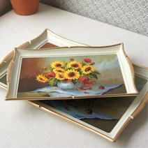 골드라인 해바라기 사과 그림 쟁반 2p세트 카페 깔끔하고편리 일식 부침개