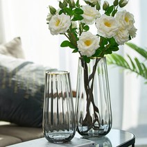 물결 인테리어 화병 꽃병 꽃집 이케바나 오브제 꽃꽂이 화기, 소형(그레이)