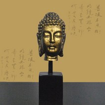 불교용품 중국 복고풍 공예 불교 창조적인 작은 동상 부처님 머리 불교 그림 입상 장식 홈 장식, 02 Bronze color