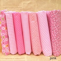 수입린넨원단 코튼 광목 자투리 인형 누빔 다이마루 캔버스 지지미 원단 천 7pcs 세트 꽃 인쇄 바느질 패치 워크 천 소재 면직물 수제 빈티지 혼합 스타일 야생 바느질 패치, 분홍색