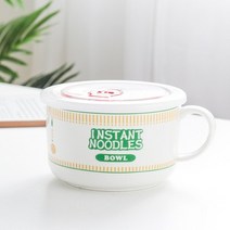 이도다완 접시 이천 도자기 사기 4인 그릇 세트 뚜껑이 있는 일본 세라믹 인스턴트 국수 그릇 손잡이가 달, 01 green_02 6 인치
