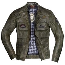 HolyFreedom Quattro Evolution 바이크 가죽 재킷 다크 그린, XXL