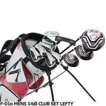 월드이글 F-01a 남성 왼손잡이용 골프채 풀세트 14개 세트 입문용 Lefty, 레드 / 플렉스 R