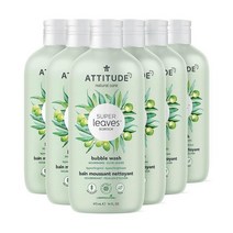 ATTITUDE 버블 배스 식물 및 미네랄 기반 성분 피부과 테스트 완료 비건 동물 실험을 하지 않은 바디 케어 제품 올리브 잎 473.2ml(16온스) (11693), 16 Fl Oz (Pack of 6)