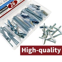 앵커볼트 콘크리트앙카 선용품 AIMUNOK 모듬 26 Pcs 토글 볼트 및 너트 키트 매달려 무거운 항목 건식 벽체, 한개옵션0