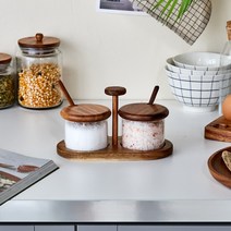 [모던하우스] 아카시아우드 내열유리 양념병2P세트(스푼포함), 1세트