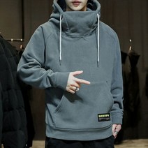 캐주얼 하이 넥 양모 후드 남성용 방풍 힙합 패션 의류 가을 겨울