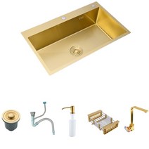 언더볼 세면대 brushed gold kichen sink 304 스테인레스 스틸 싱글 그릇 위 카운터 또는 udermount 싱크 주방 두께 주방 싱크 6, 60x45cm D, 협력사