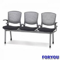 ForU361 3인용 연결의자 멜론 팔 사출 쿠션 2개 대합실의자 대기실의자 의자 장의자, 그레이 그레이