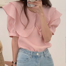 [랜덤플레이] 꽃잎 카라 프릴 쉬폰 샤랄라 블라우스