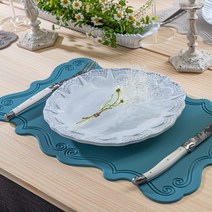 VBC까사 실리콘 식탁매트(직사각) 바로크 6color, 웜그레이