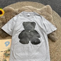 반팔나염티 남자 평평하게깔면 화이트 내막 여름 커플 5부 소매 빅사이즈 프린트 플라워 와이드 루즈핏 4995721270