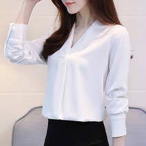 블라우스 2023 봄과 봄 봄 가을 루즈핏 바닥 시폰 화이트 셔츠 여성 긴팔 기질 전문 착용 이국적 v 넥 탑 레이스