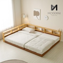 모더니가구 딜라잇 저상형 원목 패밀리침대, 11cm, 라이트베이지