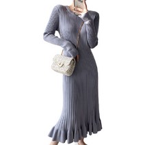 러블로어 밑단 꼬불라인 골지 니트원피스