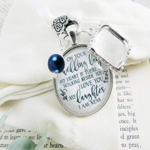 Bouquet Charm On Your Wedding Day Remembrance Of Mom Dad For Daughter White Silvertone Blue Bridal M, 1