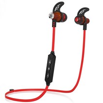 Symphonized 심포니즈 NRG 블루투스 무선 우드 인이어 소음 차단 헤드폰 쿼드 이어버드 쿼 이어폰 마이크 & 볼륨 제어, Red