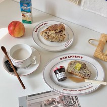 본아페티 브런치 레터링접시 3종세트 오벌 디저트그릇 플레이트 빈티지