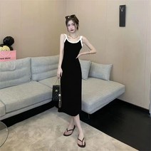 Z3JC 고급스러운 나시 여름 스트라이프 디자인으로 트임 여성 롱원피스