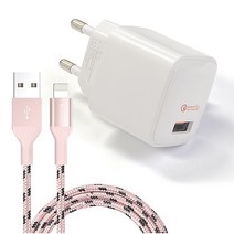 유바오 QC3.0 가정용 급속충전기 + 애플8핀 라이트닝 케이블 mfi인증 급속충전 데이터싱크 아이폰11 프로 아이패드 아이폰x