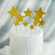 10pcs 다양한 크기의 별 토퍼 미니 파티 데코픽 (6color), 골드별