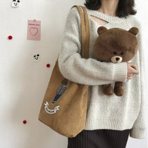 디어백 러블리 일러스트 코듀로이 에코 숄더백 HT-2200