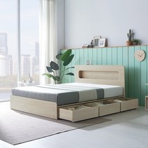 규수방 프리미엄 LED서랍형침대 핸드폰 충전 콘센트 내장 301모델, 302서랍형(화이트), 퀸, 호텔용 벨런스본넬 그레이