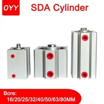 공압 실린더 SDA 16202532405063180100 시리즈 복동 5100Mm 스트로크 소형 얇은 에어, 80mm Stroke, SDA100 (100mm Bore)