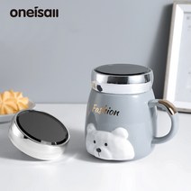 ONEISALL 거울 머그컵 도자기 물컵 찻잔 내열 미니커피잔 이지그립 멀티 컬러, 그레이