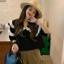 VSYOY 이중 반팔 시폰 셔츠