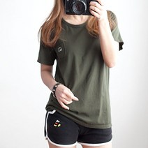 멍멍 자수 포켓 반팔티