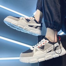 따봉오빠 3.5cm 남성 레터링 라벨 메쉬 스트릿 운동화 블랙(DB369)