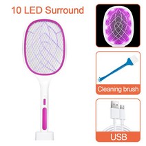 3000V 전기 파리 스와터 킬러 UV 라이트 USB 충전식 LED 램프 여름 모기 트랩, 10 LED(Type B2), CHINA