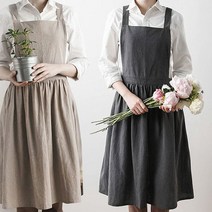 MY 내츄럴 워싱면 원피스 앞치마 대형 포켓, 블루
