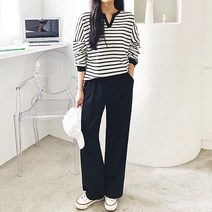 경스홀릭 [코디세트]V단가라 루즈핏 박스 티셔츠 + 와이드팬츠 트레이닝세트 츄리닝세트 빅사이즈 임부복 봄신상
