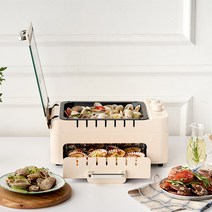 리큅 BBQ 멀티그릴 3 in 1 LGR-MC1001 캠핑 양꼬치기계 꼬치구이 국물요리 바베큐, 그레이