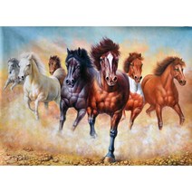 대진 보석십자수 40X80 50X40 사이즈 대형 금전운 보석 십자수, new, 64 부와행운의 말들이 40X50