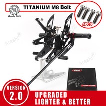 Arashi CNC 조절할 수 있는 발판 근거지 후방 설정 풋페그 에 YAMAHA YZF R6 YZF-R6 2003 2004 2005 백스텝도, 검정색 M8 Bolt