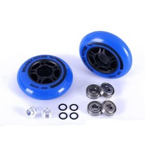 Rollerex VXT500 인라인 스케이트/롤러블레이드 휠 (베어링 스페이서 및 와셔 포함 2팩) - 롤러 블레이드 립스틱 수하물 수하물 또는 휠체어에 사용 (스틸 블랙, 72mm, Deep Sea Blue