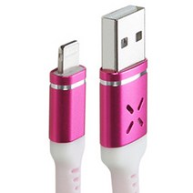IPLEX 음성반응 LED USB 고속충전케이블, 1개, 아이폰8핀 핑크