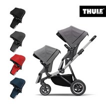 툴레 슬리크 Sleek 쌍둥이 디럭스 유모차+정품 레인커버2 신생아패드2 컵홀더1 증정, 본품+시블링/미드나잇블랙