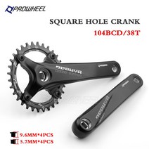 옴니움 크랭크 Prowheel 산악 자전거 스프로킷 104bcd mtb 부품 체인링, 170mm, 사각 구멍 38t
