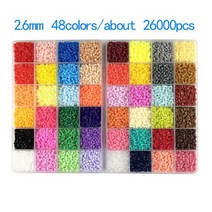 2.6mm 펄러 하마 비즈 세트 3D 퍼즐 아이언 장난감 수제 공예 DIY 선물 퓨즈 교육, 02 2.6mm 48 colors
