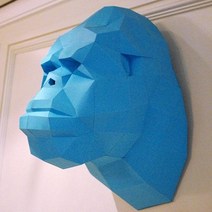 3d 종이 모델 rhinoceros rhino head papercraft 동물 홈 장식 벽 장식 퍼즐 교육 diy 장난감 선물, 킹콩