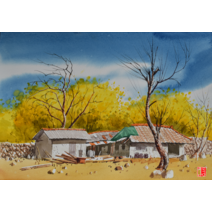 유명화가 그림액자/김도영작가 수채화 시골풍경 그림, 12호(60.6x41cm)