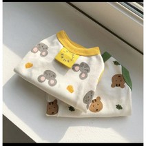 맹맹 스튜디오 2022년 봄여름 강아지 고양이 가을 얇은 귀여운 곰돌이 도안 소형 애완동물 옷, 노란색