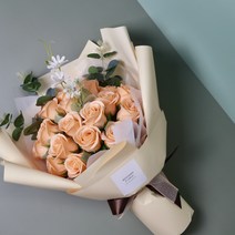 어버이날 꽃 카네이션 비누꽃다발 파란장미 부모님결혼기념일꽃 졸업 졸업식, 30송이, 블랙 세라믹화병 추가, 러블리 핑크