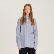 [디바이디그낙] Flower Embroidery Stripe ShirtsBL (194572