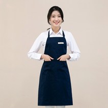 이솔홈 앞치마 원피스형 주방 공방 카페 바리스타 어린이집앞치마 모음, 솔리드목걸이 앞치마 04_네이비
