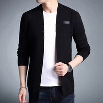 남성가디건 카디건 오버핏 남자 롱 니트 라운드 집업 숄카라 가디건 캐주얼 웨어 솔리드 숄 패션 얇 코트 풀 옴므 긴 소매 자켓 탑스